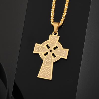 Colier cu Cruce pentru Bărbați din Oțel Inoxidabil cu Decupaj Elegant, Model Personalitate, Hip Hop Punk, Cadou de Sărbători, Pandantiv