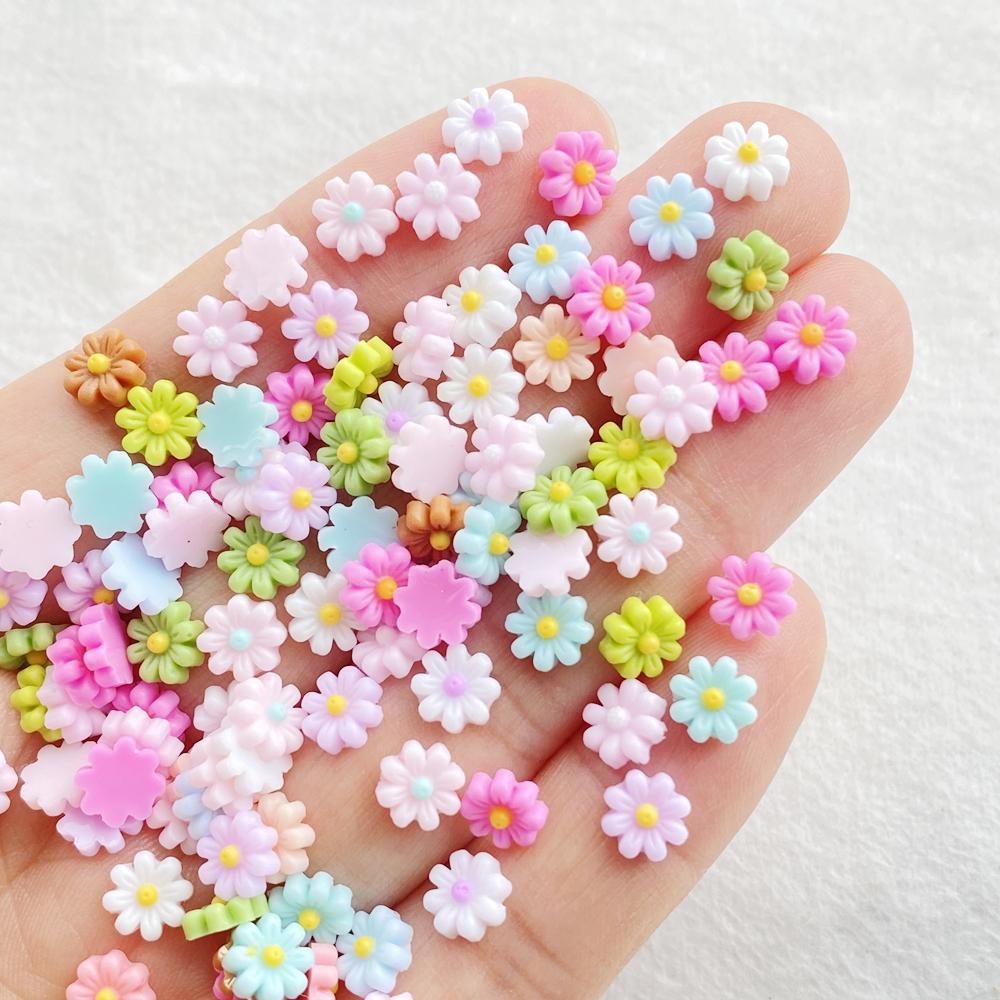 200Pcs color Resin Mini daisy flowers Flatback Flower Rhinestone Gem Scrapbook Wedding Ornament Applique Crafts DIY Nail Art