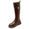 Brown boots women's autumn and winter new Maillard high boots but knee long leather platform boots