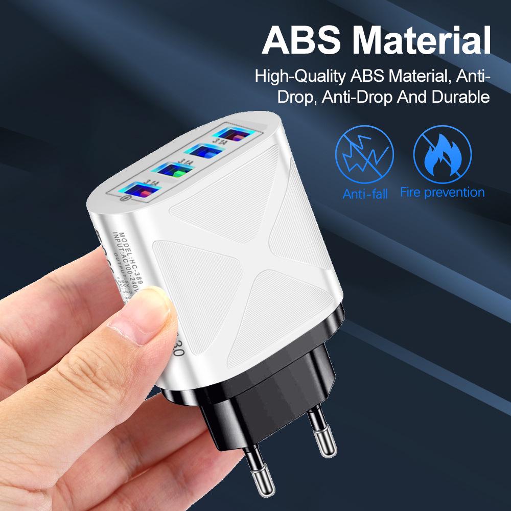 4-Port USB Travel Charger 5V/2.4A Fast Charge - AU/EU/UK/US Compatibility