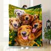Golden Retriever Group Floral Blanket Bedroom Blanket for Livingroom Couch Lunch Break Soft Throw for Friend's Festival Gift