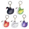 Keychain Pendant Gradient Swan Shape Bag Pendant with Metal Buckle Imitation Leather Access Card