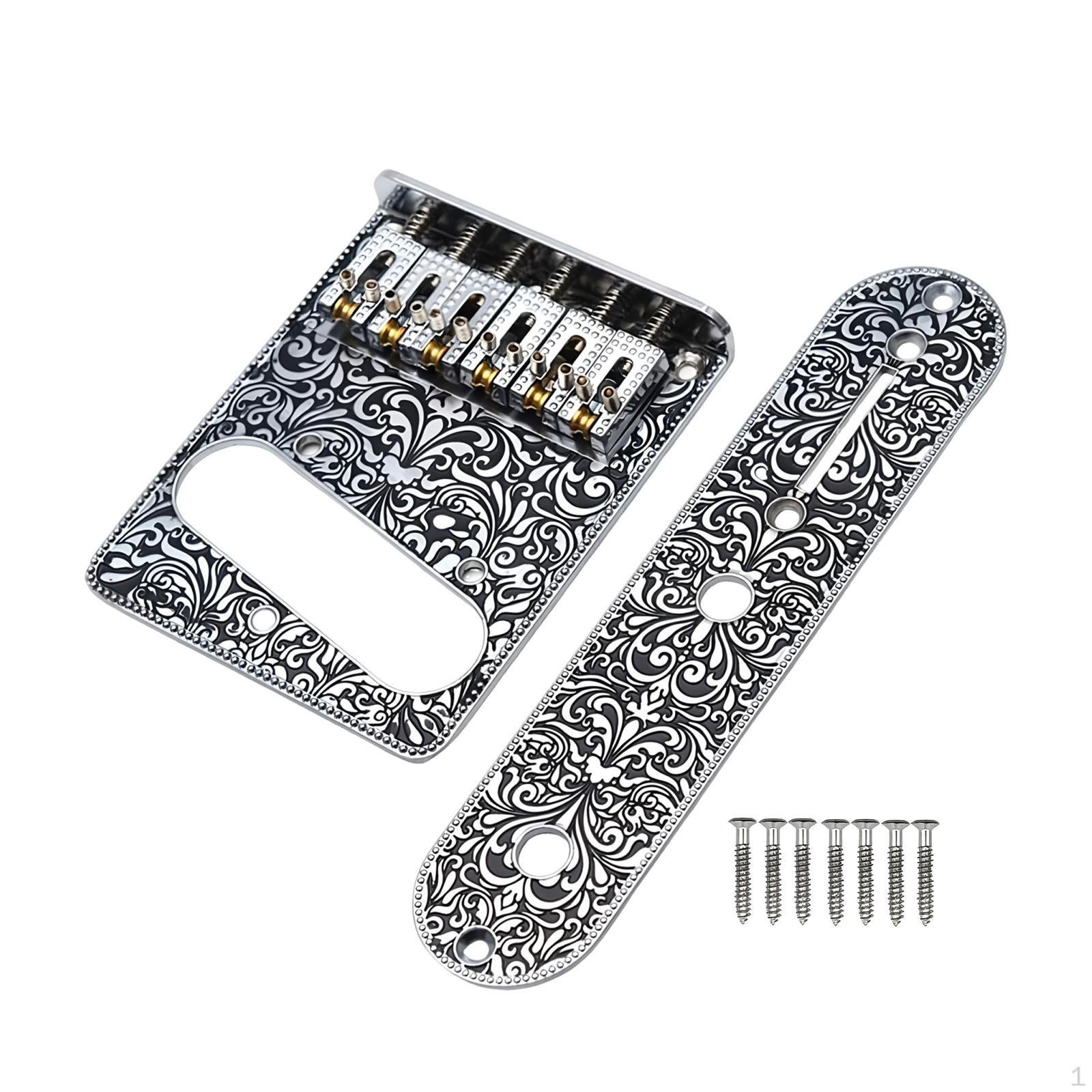 Replacement Bridge Plate for Electric Guitars with Engraved Design And 3-position Selector dorato