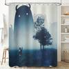 Mystical Forest Landscape Shower Curtain Vintage Nature Backdrop Dark Academia Tapestry Wall Hanging Home Decor Scenic Wall Art
