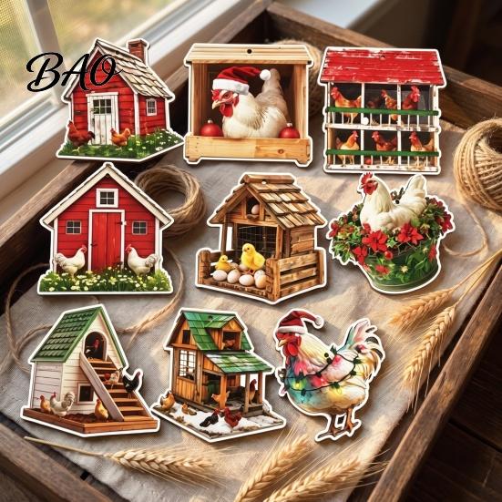 Decorative Wood Gift Tags 10/20/30Pcs 2D Flat Farmhouse Chicken Wooden Hanging Ornament, Rooster Hen Coop Barn Rustic Craft Ornaments Farm Pendants