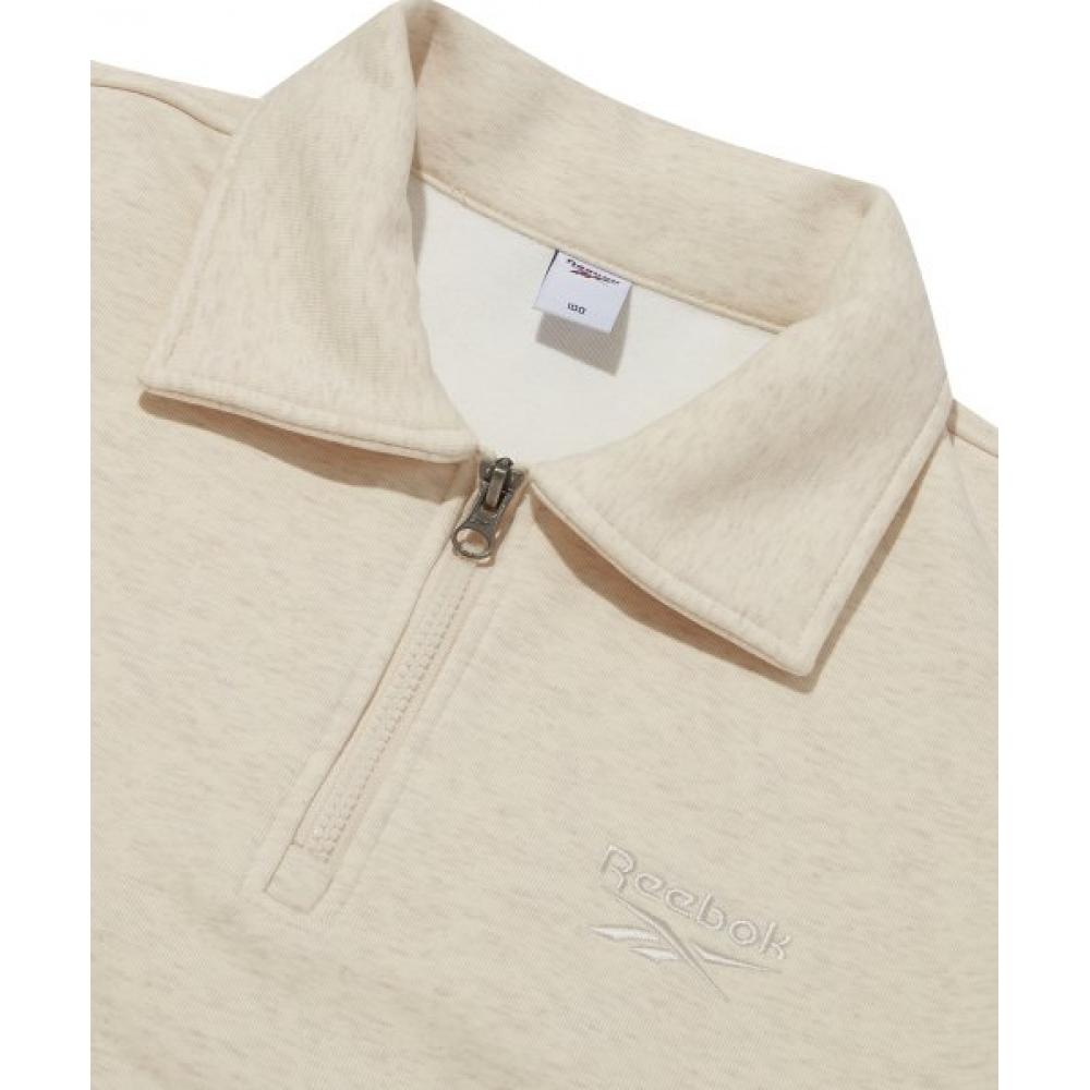 Reebok Vector Half Zip Up Sweatshirt   Beige
