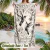 Hummingbird Garden Fantasy 3 Theme Quick Dry Beach Towel Custom Name Text Print Large Sand Resistant Towel Beach Vacation