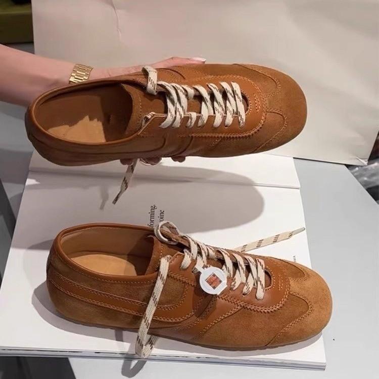 Leather Women's Casual Sneakers Designer Training Shoes Patchwork Lace-up Sneakers Leather Flat Women's Shoes