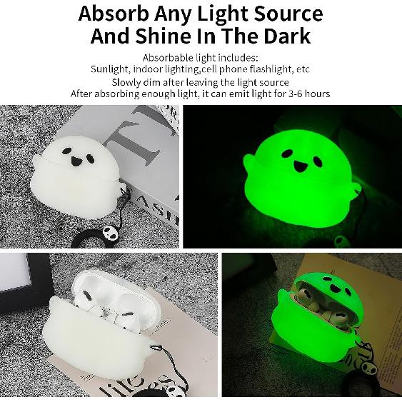 CCXNAS for Apple AirPods Pro 2nd/1st Generation Case Cute, Glow In the Dark