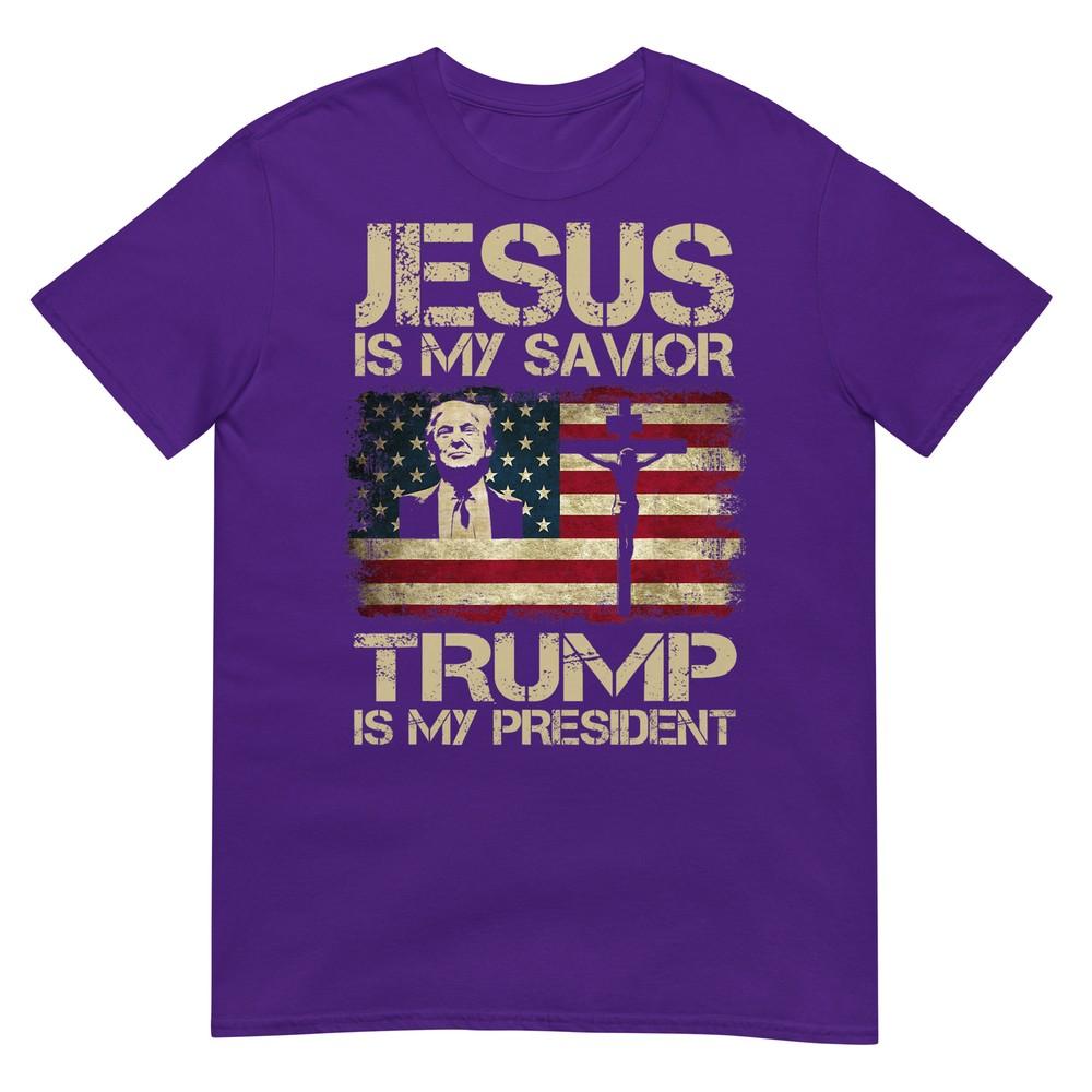 Jesus Is My Savior Trump Is My President Trump 2024 Usa Flag TShirt