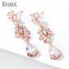 RAKOL  EP5116  New Arrival  Silver Plated Earrings Waterdrop Copper with Zircon Earrings for Women Flower Clear Water Drop Ear