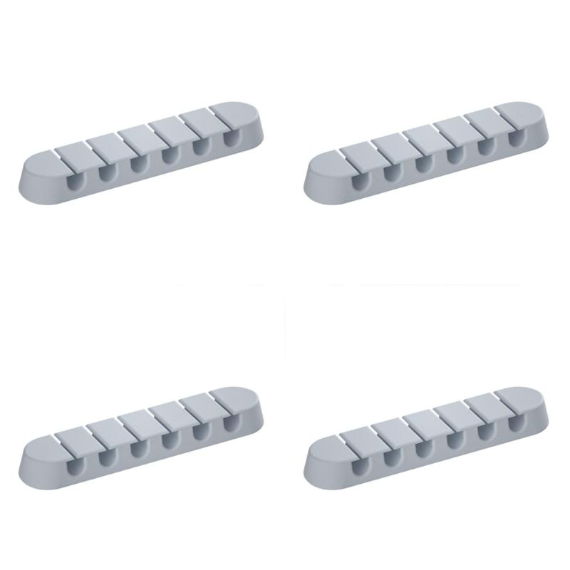 

4 Pack Cable Concealer Mount Desktop Cable Organizers Plastic Construction Modern Cable Management System for Storaging 6 holes