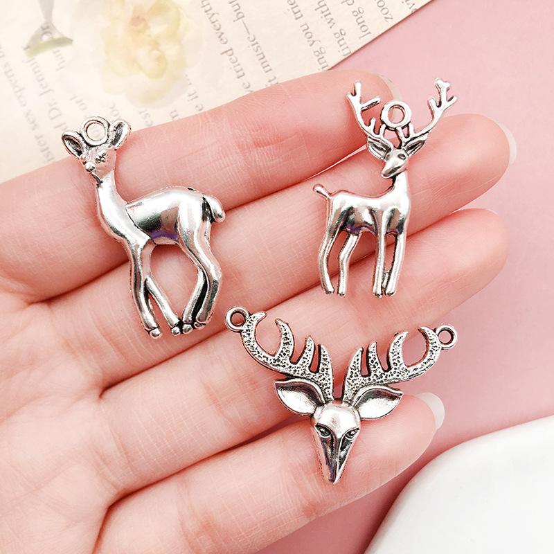 DIY Christmas Retro Zinc Alloy Stag Head Antler Pendant Charm - Jewelry Accessories