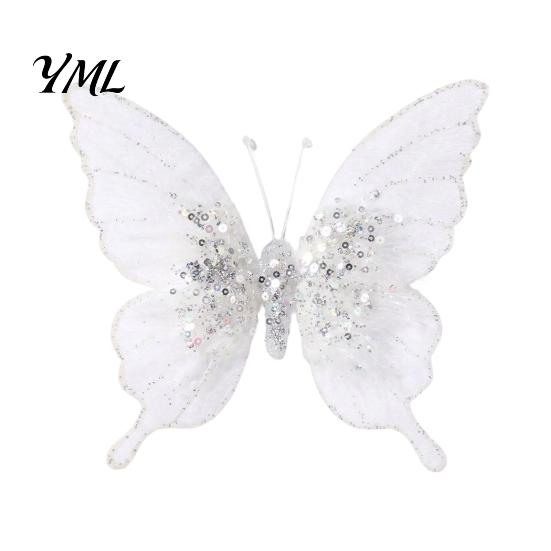 Decorative Butterflies for Christmas Trees Velvet Butterfly Ornaments, Artificial Glitter Sequins Xmas Tree Ornaments Decoration Holiday New