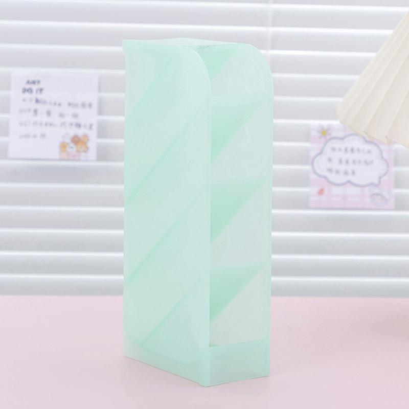 Pen Container Oblique Insert Transparent Plastic Pen Organizer Storage Box School Supplies Desktop Office Makeup Pencil Holder