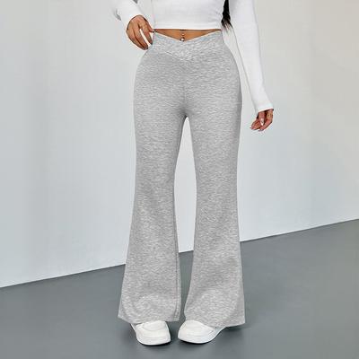 Autumn's New Floral Grey Casual Daily Wear Slimming Slightly Flared Pants for Girls