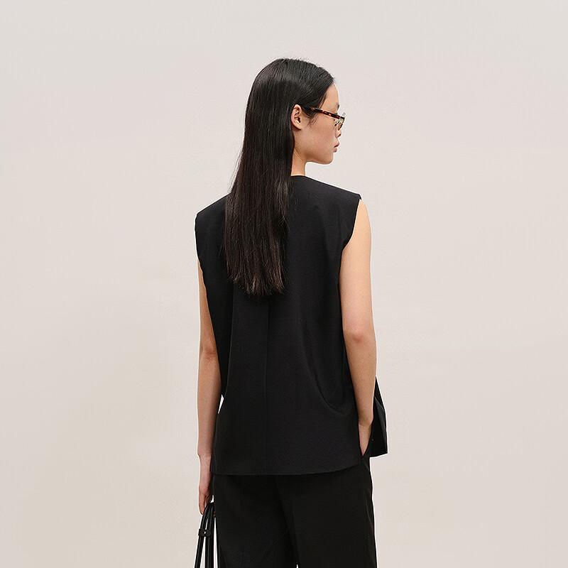 Women's Wool Silk Collarless Sleeveless Vest