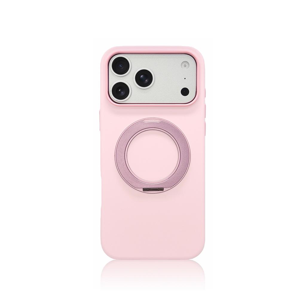 For iPhone 18 Pro Max Case Skin-friendly Liquid Silicone Magnetic 360°rotate Stand Protective Phone Back Cover For Magsafe Shell