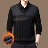 Winter Fake Two Pieces Polo Shirts Turn-down Collar Plus Fleece Thicken Casual Pure Cotton Patchwork Cootrast Color Tops