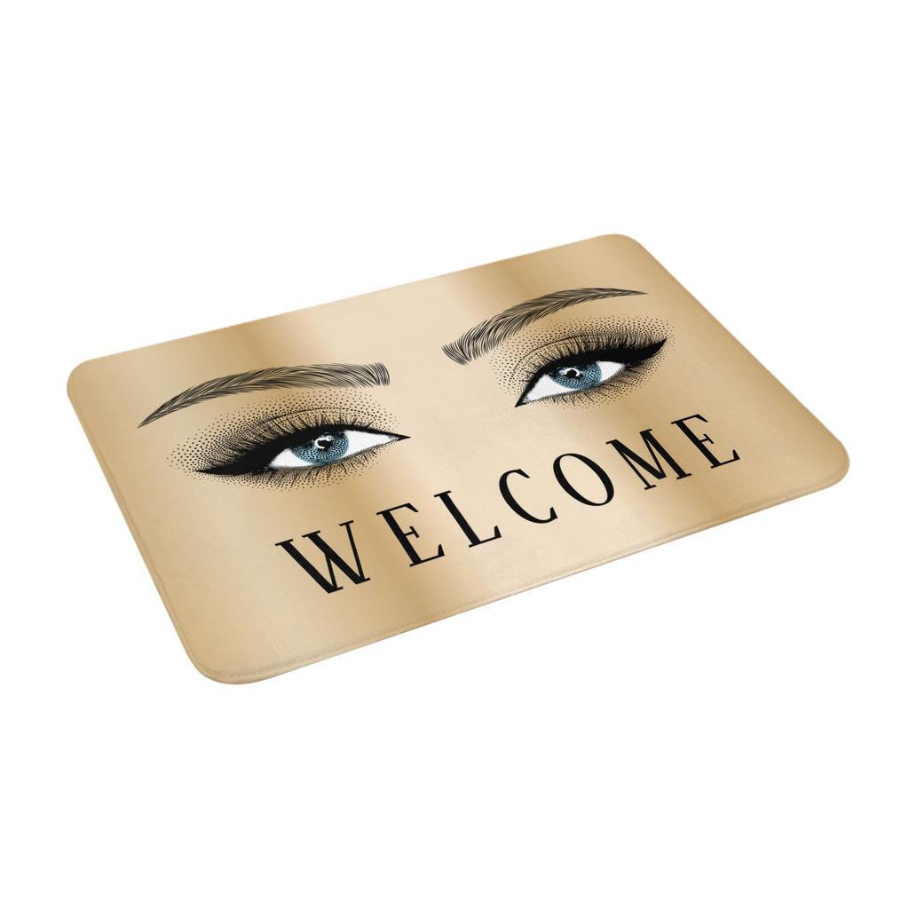 Rose Gold Glitter Sparkle Eyelashes Doormat Non-Slip Kitchen Bath Mat Living Room Door Floor Entrance Carpet Rug