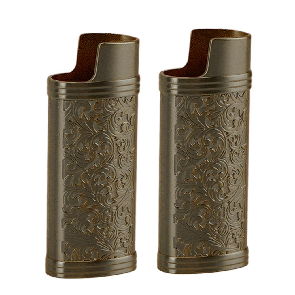 2Pcs Zinc Alloy Lighter Cover Retro Pattern Reusable Portable Lighter Sleeve Case for Travel