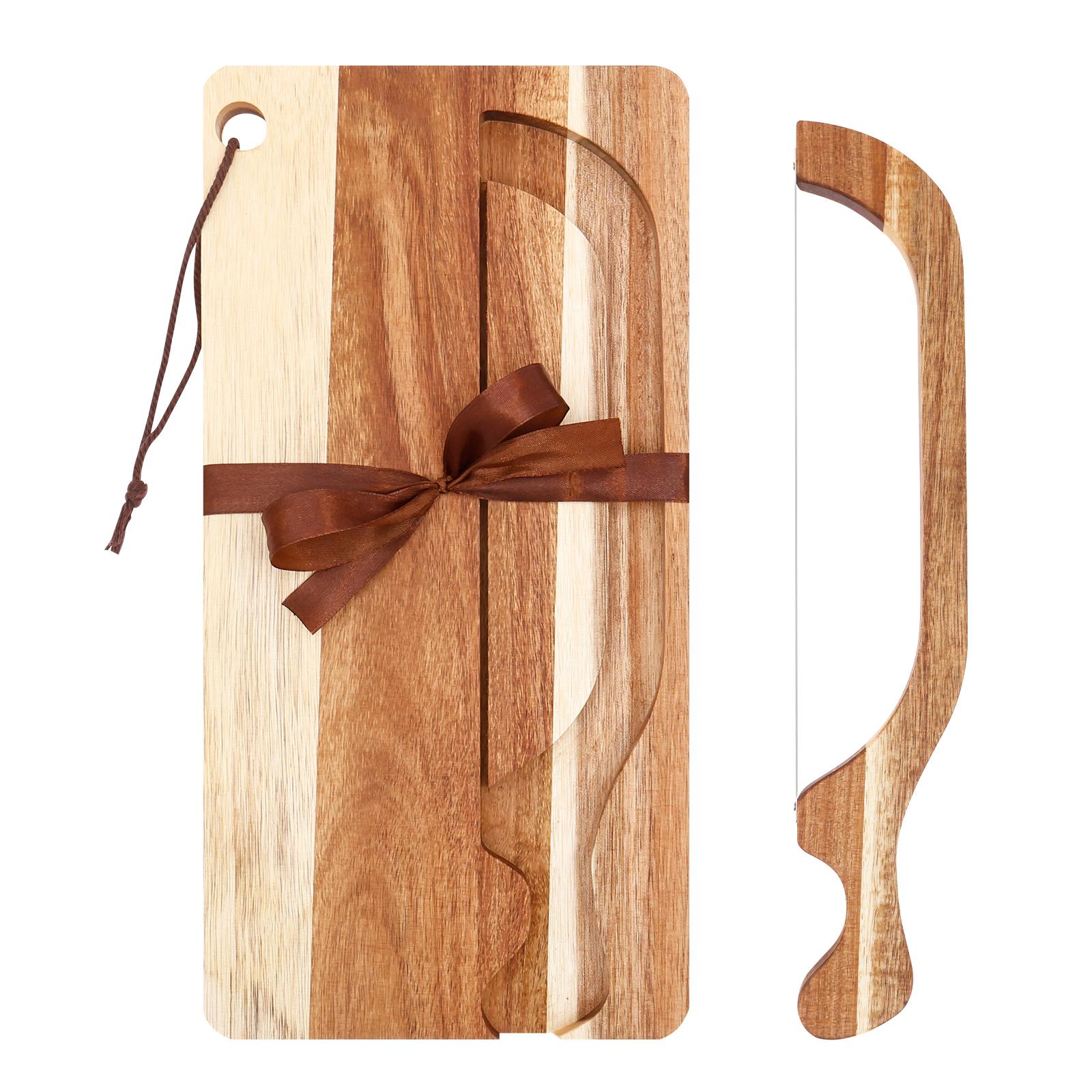 Bread Bow Knife and Board Set Manual Bread Slicer with Wooden Serving Tray Household Bread Knife and Trays Set for Baking Lovers