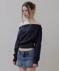 ROSEFRANTZ Crop Off Shoulder Sweatshirt [Charcoal]