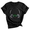 Vintage Electro DJ Womens Music T-Shirt With Headphones Top Party Vinyl Girl Tee