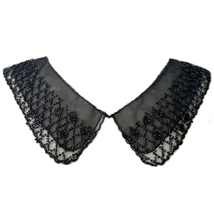 Fashionable Organza Embroidered Beaded False Collar Detachable Blouse Faux Half Shirt Collar Decorative Necklace Choker