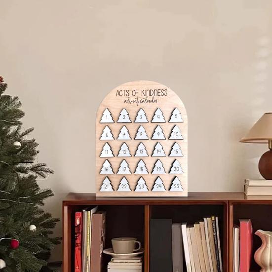 Acts of Kindness Advent Calendar 2025 Wooden 25-Day Countdown Calendar Sharing Kindness Christmas Decoration for Kids Adults