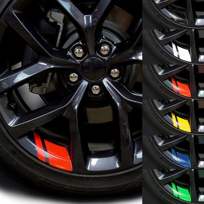 6Pcs Reflective Car Wheel Rim Vinyl Stickers Hash Mark Stripe Racing Wheel Hub Decals for Size 18" - 21" Decorative Sticker