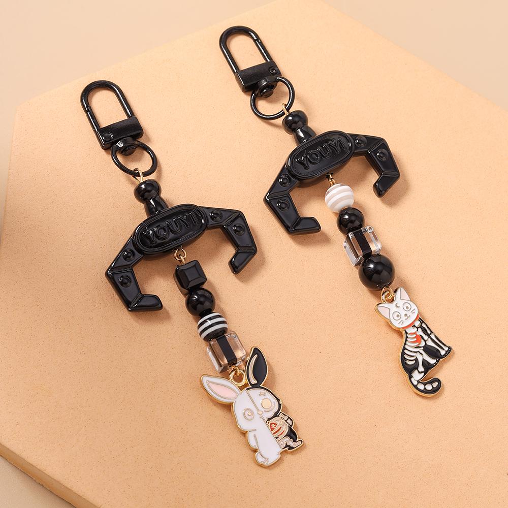 Cute Cartoon Rabbit Cat keychain Women Girls Key Ring Pendants for Handbag DIY Handmade Key Chain Jewelry Gifts