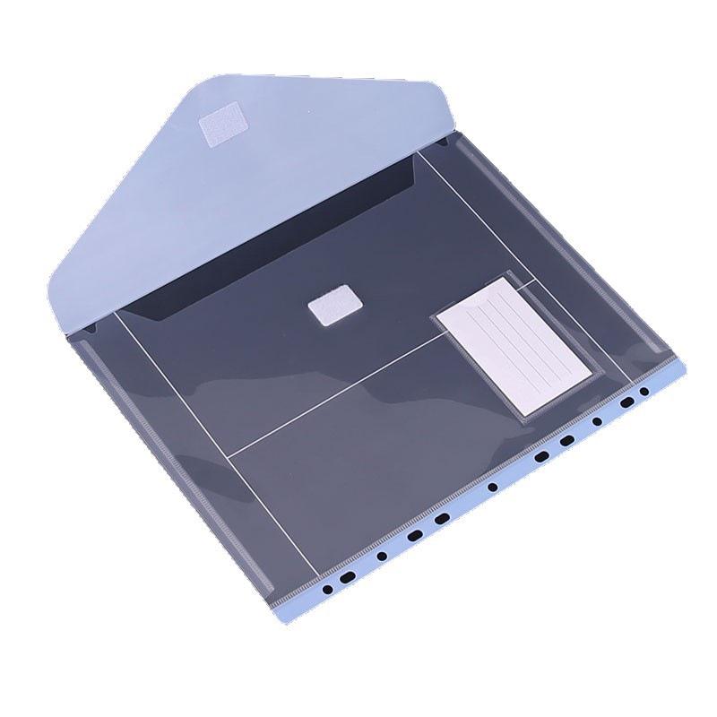 Transparent 11-Hole Loose-Leaf File Bag with Velcro Fastener for Students
