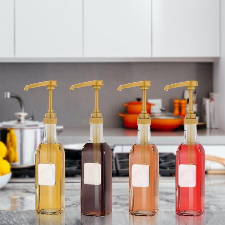 4pcs Pump Dispenser Syrup Bottle Nozzle Pump Durable Kitchen Push-type Pressure