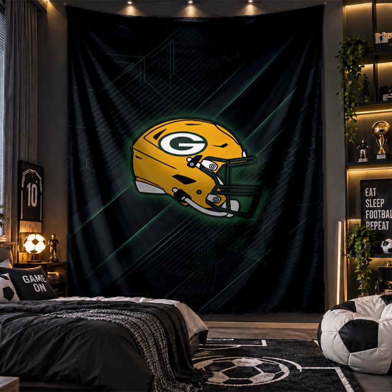 Wall Hanging Tapestry Green Bay Packers Print Cloth for Living Room Bedroom Home Decor