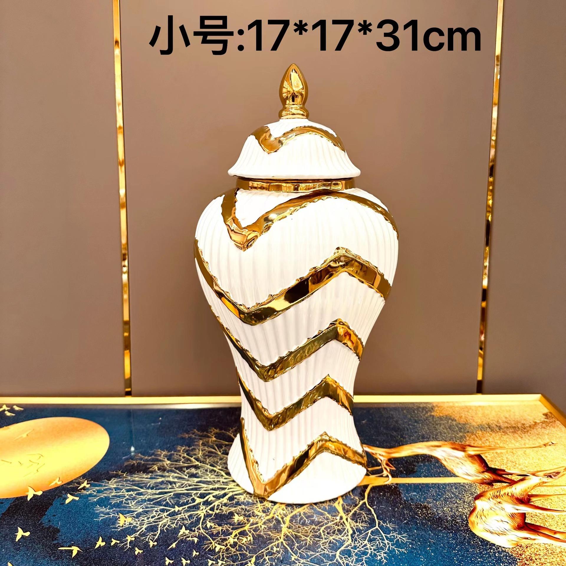 

Pottery jar Ceramic Vase Home decorations Ceramic universal storage jar electroplated gold ceramic general vase soft decoration