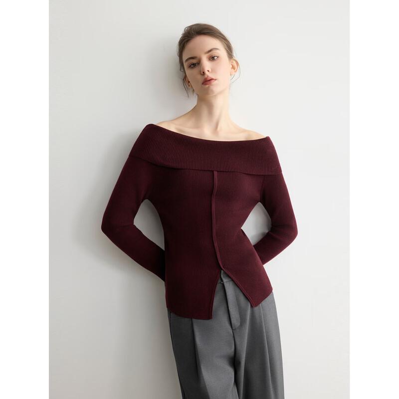 ELLE Women's Color Block Off-Shoulder Knit Sweater