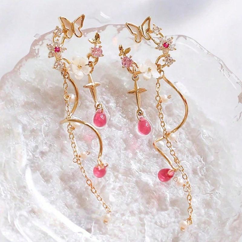 1 Pair Of Chic Black Butterfly Long Tassel Earrings, Versatile For Everyday Wear