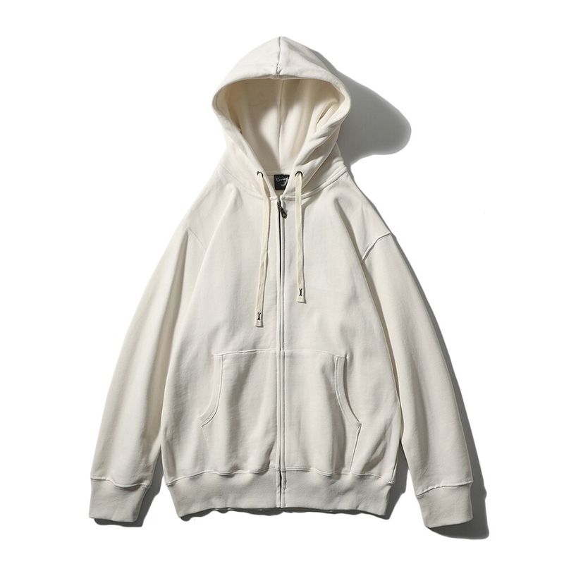 520g Heavyweight Stiff Pure Cotton Thickened Zipper Sweatshirt Men s American-Style Sports Jacket Export Men s Jacket Beige L