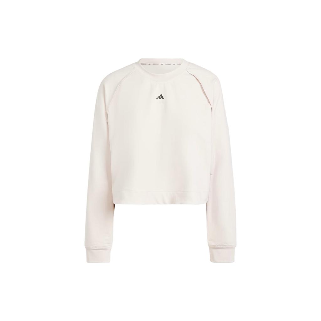 Adidas Solid Color Logo Graphic Loose Breathable Short Sleeve Round Neck Long Sleeve Raglan T-Shirt Women Tops Light-Gray IT9199