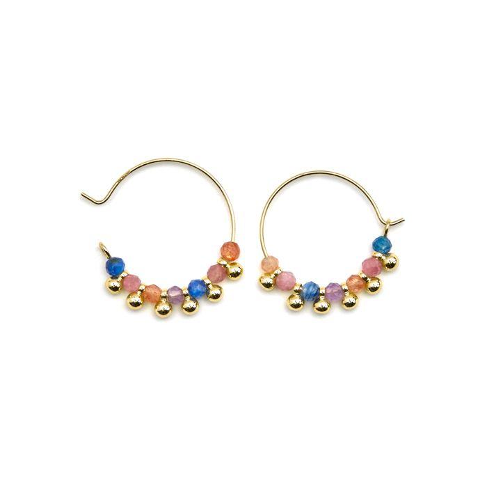 Boucles d'oreilles Luxenter en argent 925 et cristal multicolore finition or 18k - Kapac