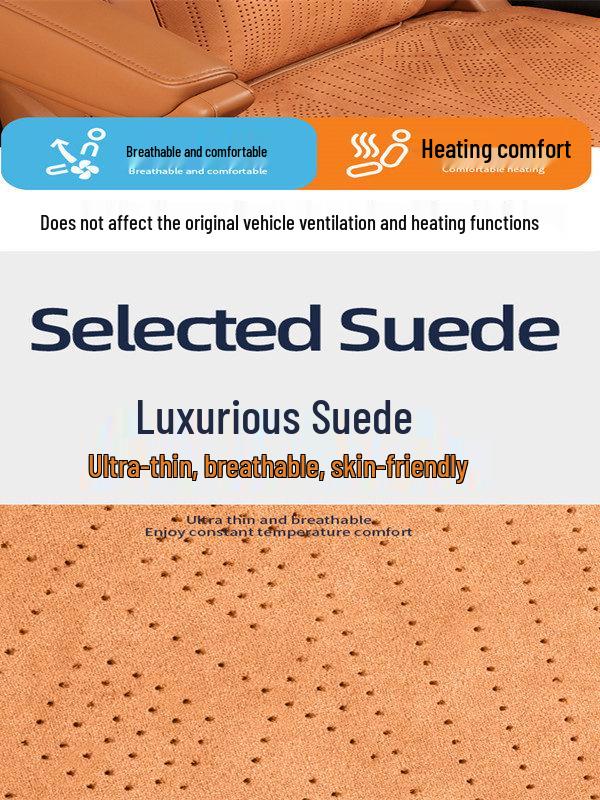 Ideal I8 Car Seat Cushion - All-Season, Universal Fit, Breathable Perforated Suede