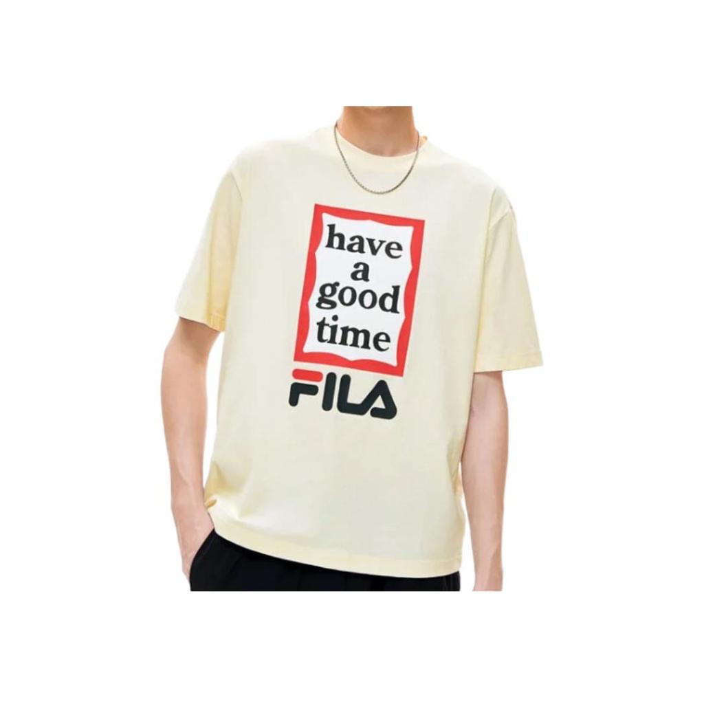 New FILA x Have A Good Time T Shirt Unisex Cheese White F11U229103F-IV