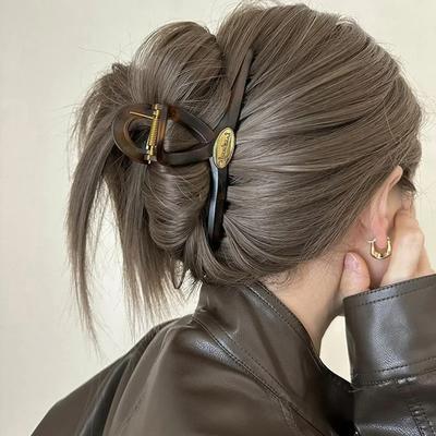Pince à cheveux vintage en acrylique pour femme, couleur or, lettres, pinces à cheveux, tendance, croix, léopard, requin, épingle à cheveux, accessoires pour cheveux coréens, couvre-chef pour fille