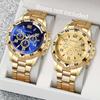 2PCS/Set Men Business Watches Fashion Large Dial Mens Quartz Watch Relogio Masculino