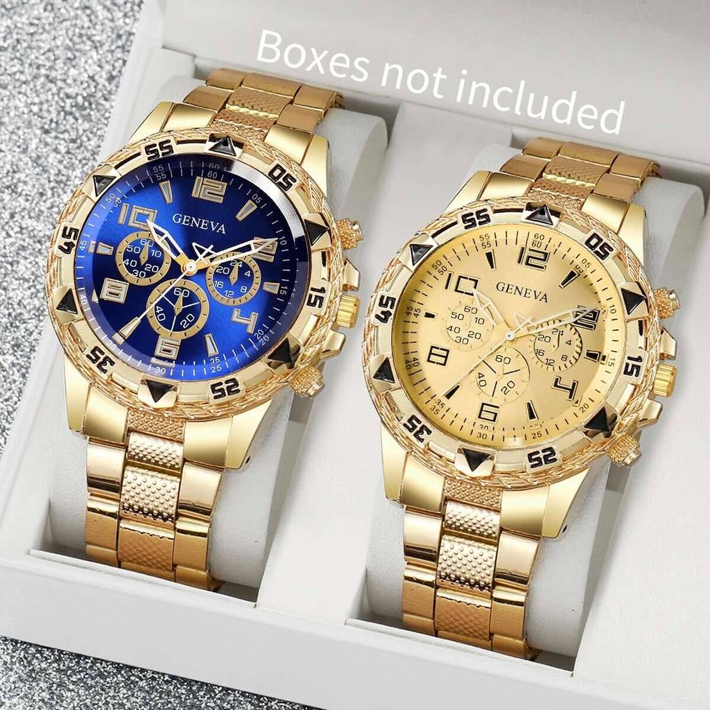 2PCS/Set Men Business Watches Fashion Large Dial Mens Quartz Watch Relogio Masculino
