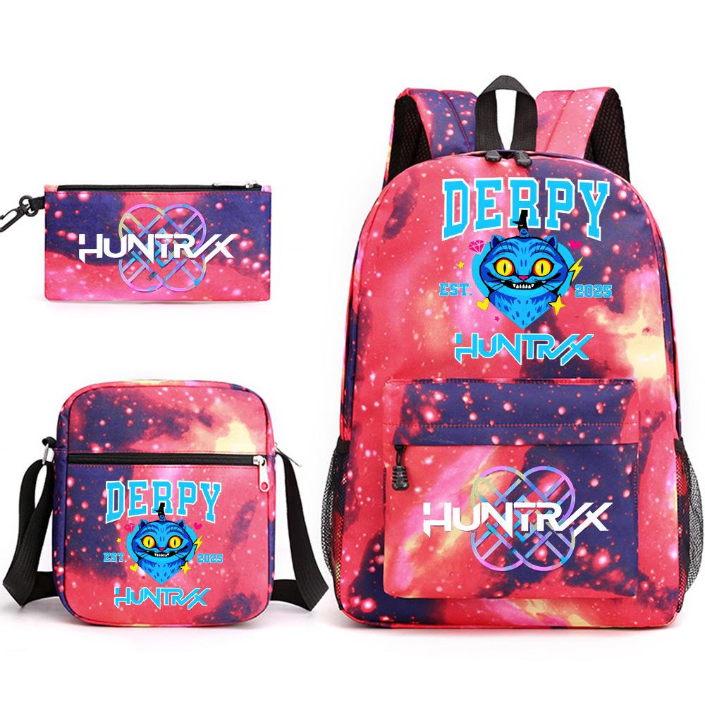 3Pcs/set Anime Printed Backpack with Shoulder Bag Pencil Case for Teenager Student Boy Girl School Bag Large Capacity Waterproof Bookbag Kid Gift