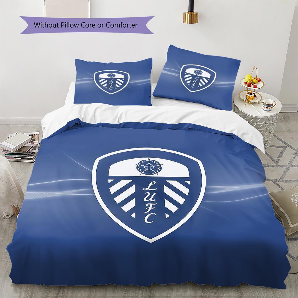 Leeds United Pattern Bedding Quilt Set  Home Decoration  Gift (1 * Duvet Cover + 2 * Pillowcase  Without Core).xwn