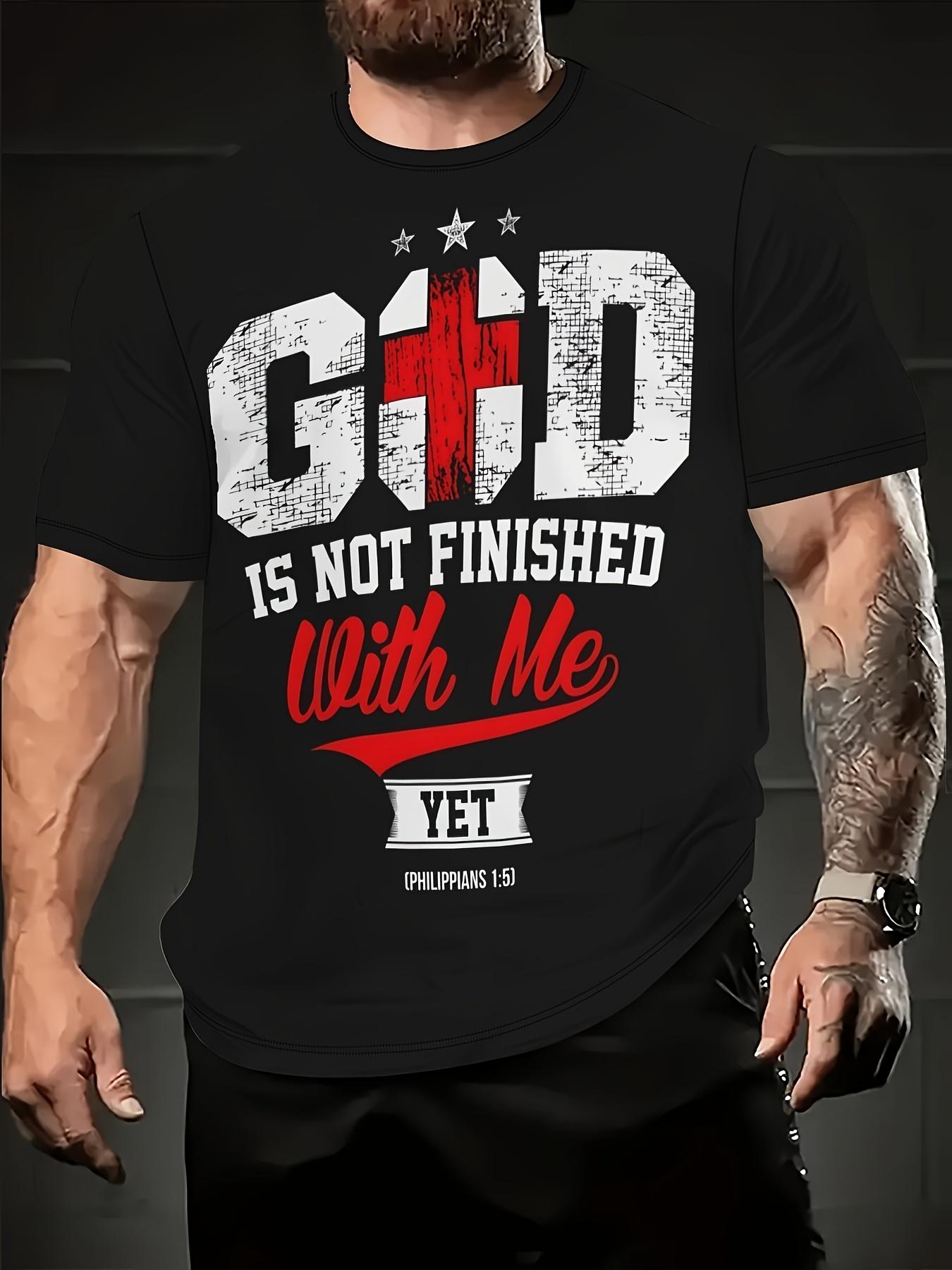 

God Inspired Information T-shirt Print Casual Comfortable Fabric Fashion Plus Size God Hasn t Finished My Job Yet - Men s S... S разноцветный