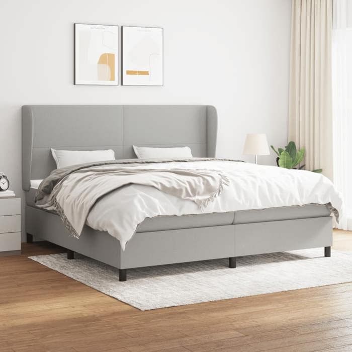 VidaXL Lit à sommier tapissier avec matelas Gris clair 200x200cm Tissu - Modèle 3127829